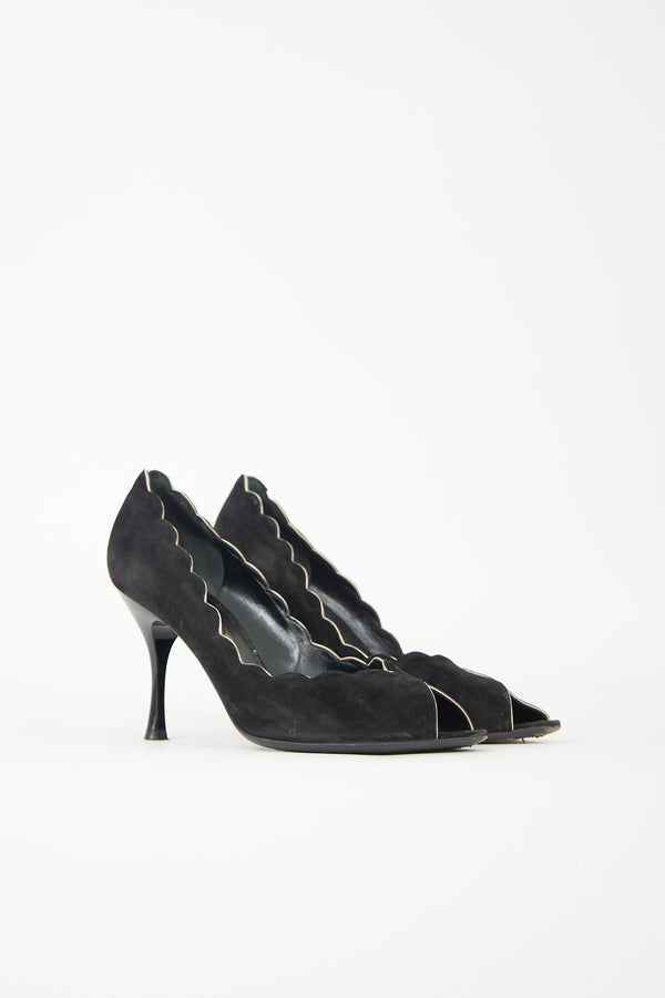 Suede Scalloped Pump