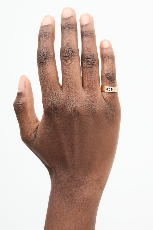 18K Rose Gold & Diamond H D'Ancre Ring