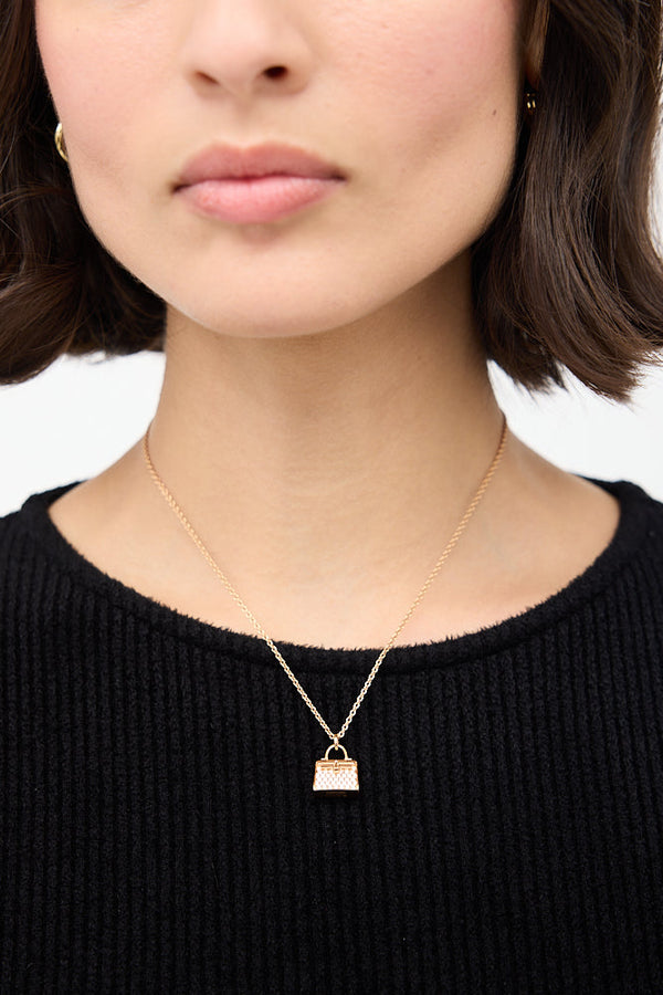 18K Rose Gold & White Diamond Amulettes Kelly Necklace