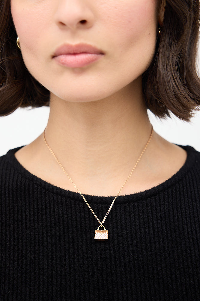 18K Rose Gold & White Diamond Amulettes Kelly Necklace