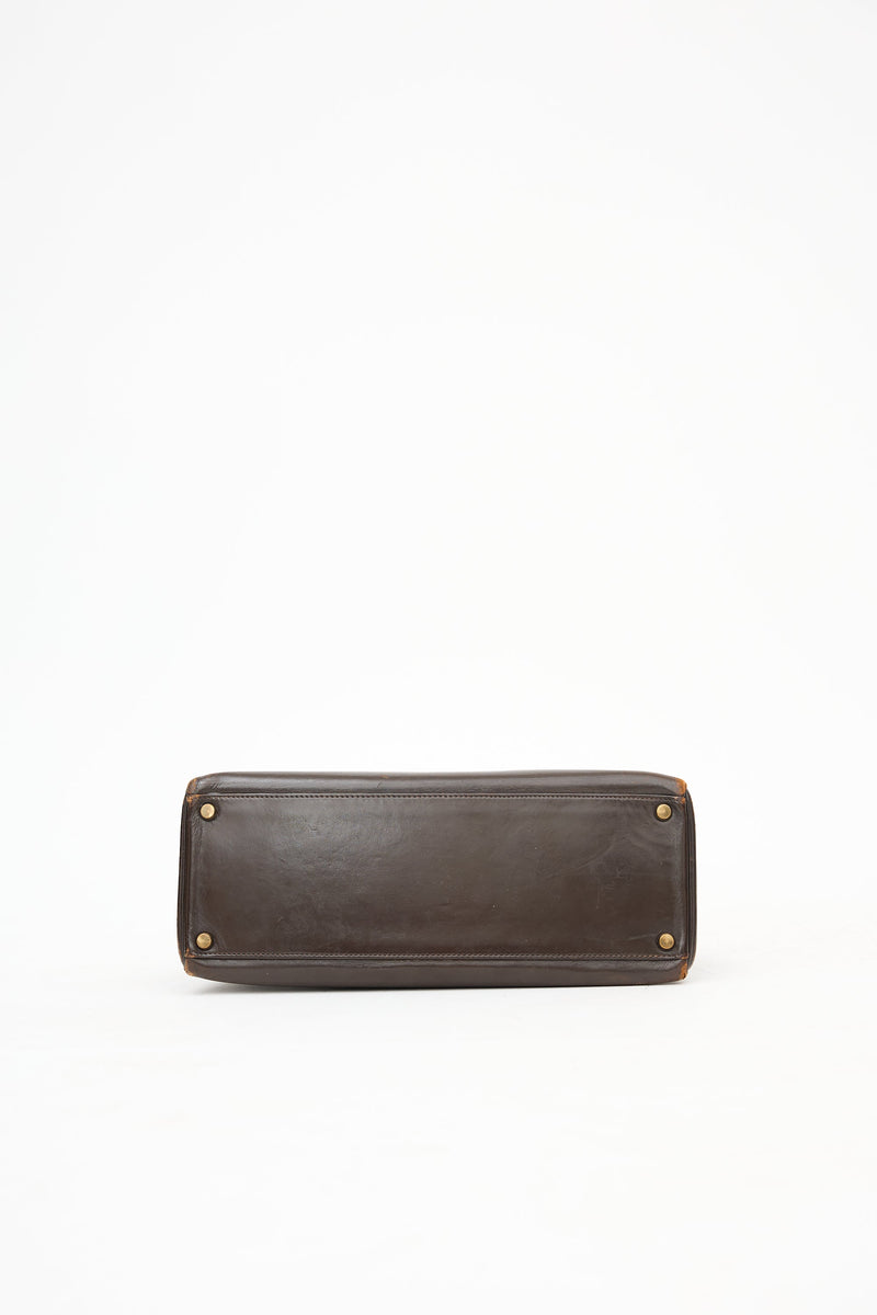 1971 Chocolate Box Leather Kelly Retourne 32 Bag