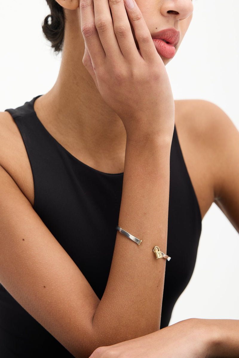 18K White & Yellow Gold Lockit Bangle Bracelet