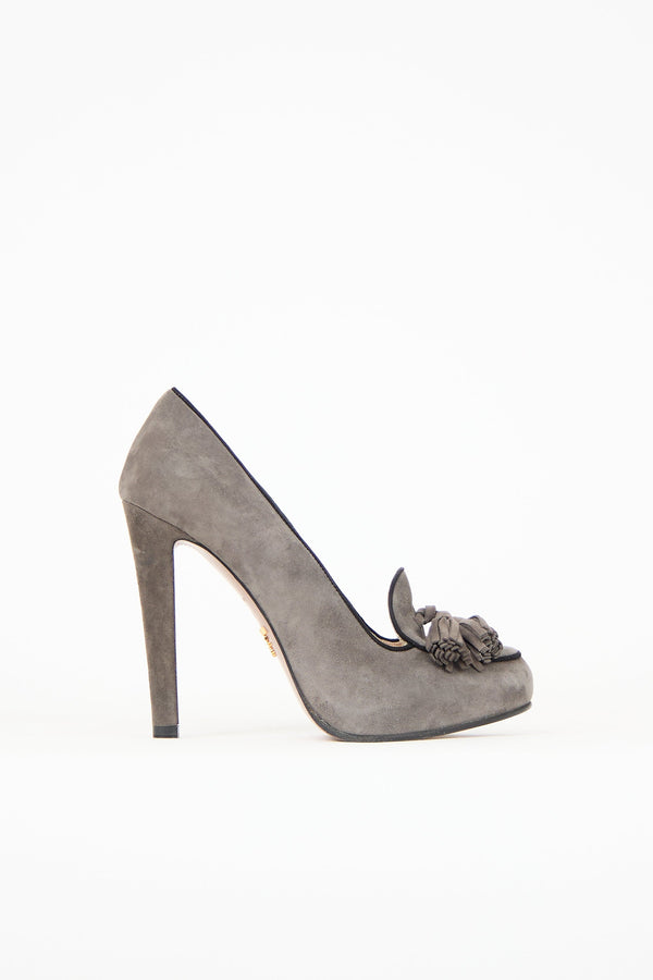 Suede Tassel Pump
